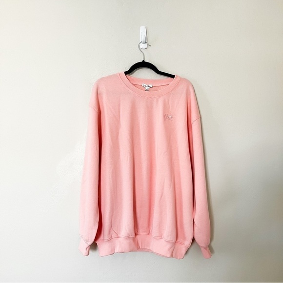 NWT FOR LOVE AND LEMONS Crewneck Fleeced Sweatshirt Pink Small - Picture 4 of 7